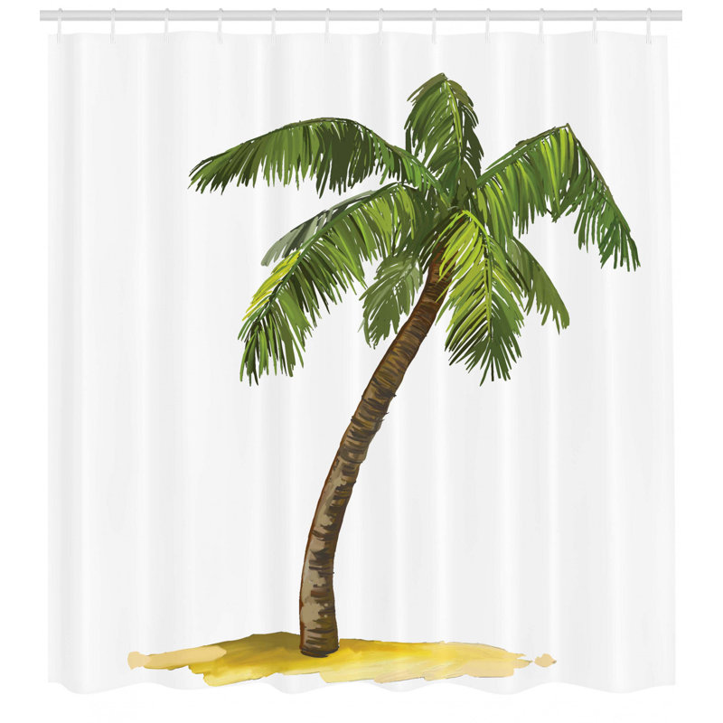 Ensemble de rideau de douche à imprimé à motif serenity palmier palm tree, H 70 po x l 69 po