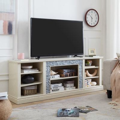 Meuble télé fonctionnel avec double espace de rangement, idéal pour le divertissement à domicile et l'organisation du salon