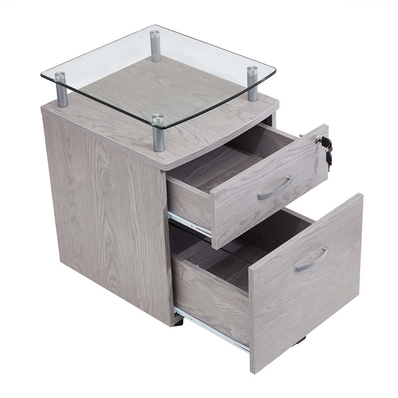 Djordi 2 -Drawer File Cabinet, 2 Drawer File Cabinet, Lateral File Cabinet, White File Cabinet, Locking File Cabinet, Gray