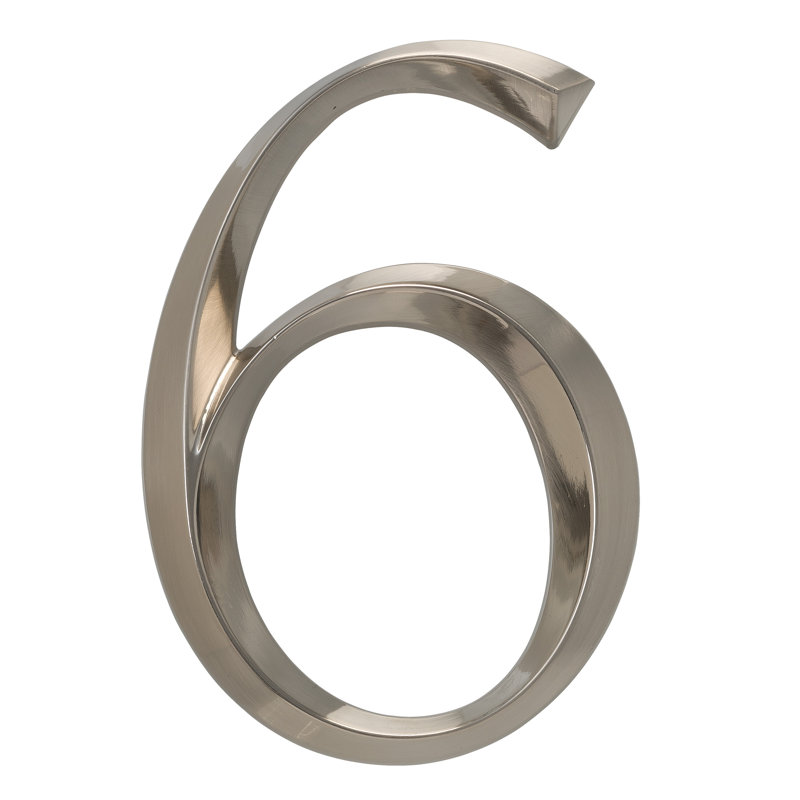 6 po numéro de maison à fixation en surface, Nickel brossé, 6