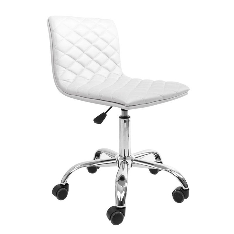 Eliza Diamond Quilted Vanity Chair with 360 Degrees Swivel, Tufted Seat with Adjustable Height, White