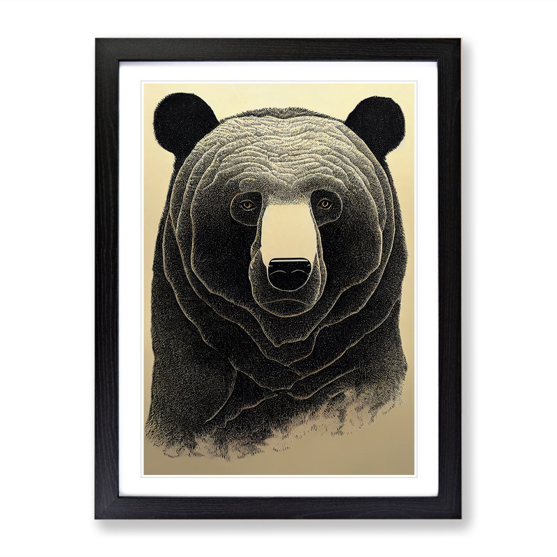 Bear Portrait No.3 Abstract - Single Picture Frame Print, Black Framed, 64cm H x 46cm W x 2cm D