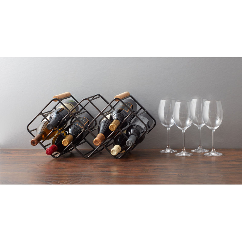 Gourmet Basics by Mikasa 12-Bottle Metal Stackable Wine Storage Rack, Antique Black