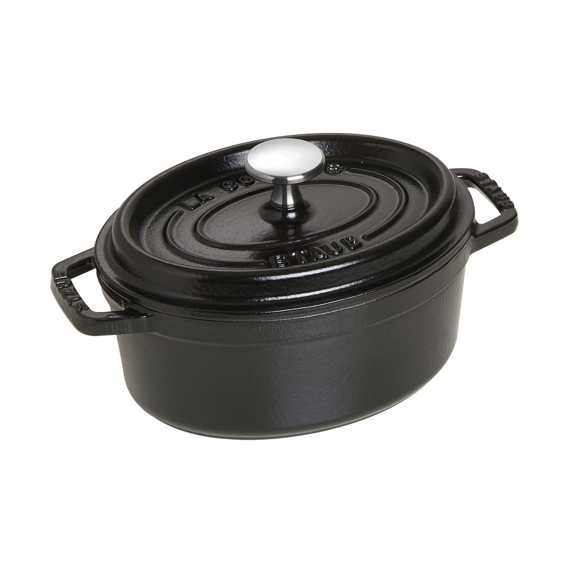 Staub Cast Iron Oval Cocotte, 1.06 Quart, Black Matte