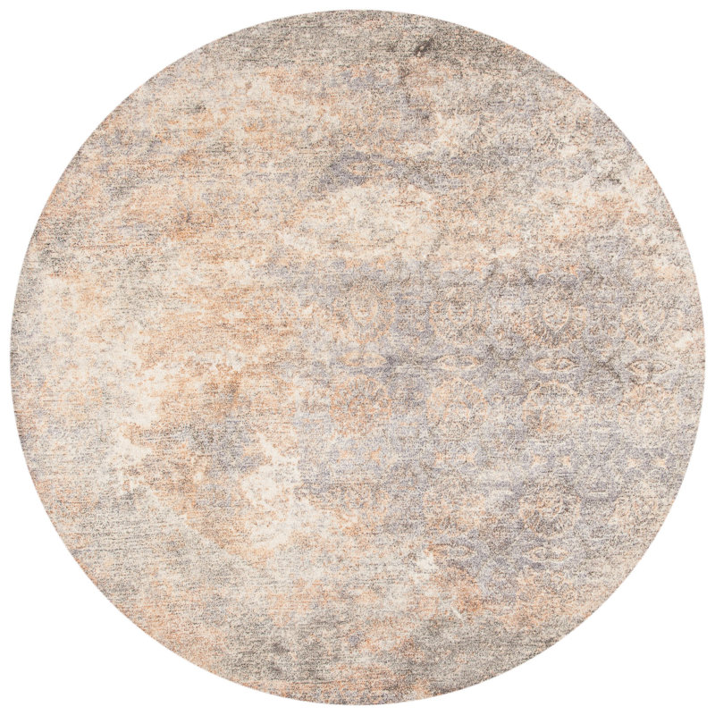 Culpeper Hand Tufted Wool/Viscose Pile Abstract Rug in Charcoal/Ivory, Round 6'