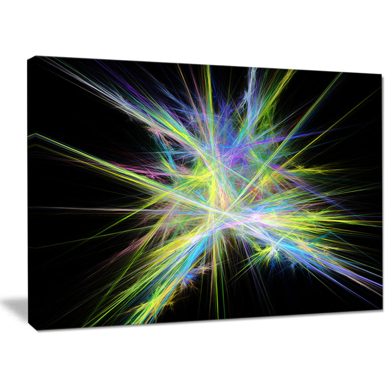 « yellow blue chaos multicolore radios », impression sur toile tendue, H 30 po x l 40 po x P 1 po
