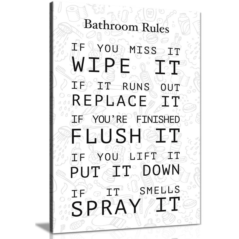 Bathroom Rules - Wrapped Canvas Print, 91cm H x 61cm W