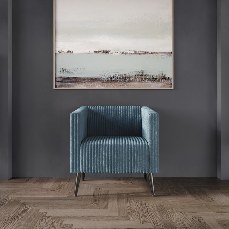 Fauteuil en velours de 30,31 po Schermick, Velours bleu