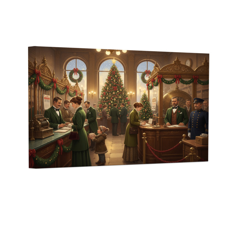 Scène de hall d'entrée de Noël, H 16 po x l 24 po