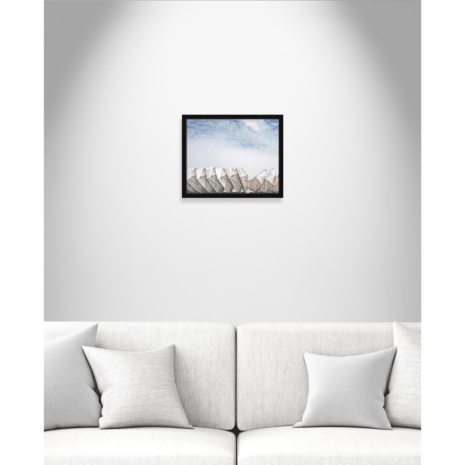 Hennecy "Wooden Boats" Print by Leah Straatsma, 16" H x 19" W x 1.25" D, Satin Black