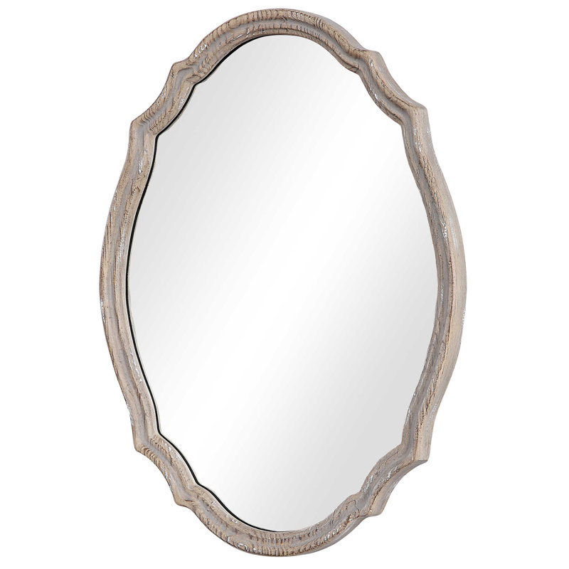  Miroir mural transitionnel aspect bois vieilli H 34 po