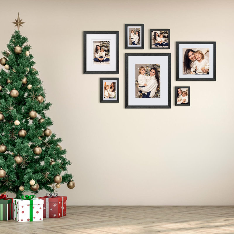 12X16 Picture Frame Made Of Solid Wood With Plexiglass, Display Pictures 9X12/11X14 With Mat Or 12X16 Without Mat For Tabletop And Wall Mounting, Rustic Black