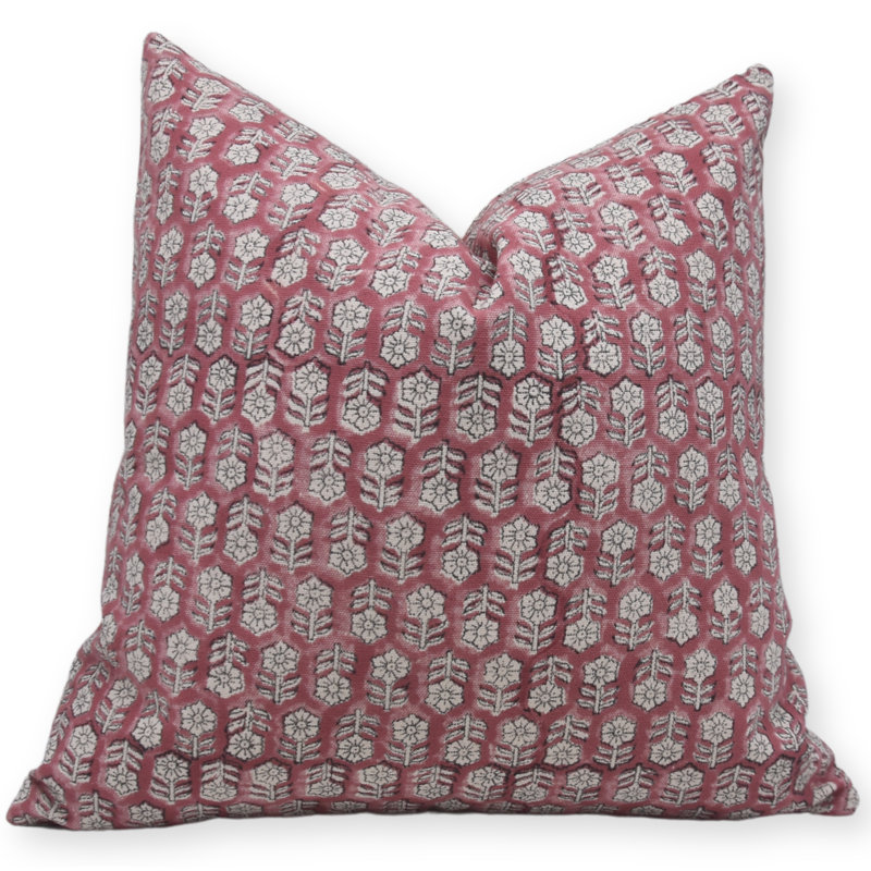 Coussin décoratif en coton fabriqué à la main Fab Divine - Tulsi Buti, H 16 po x l 16 po