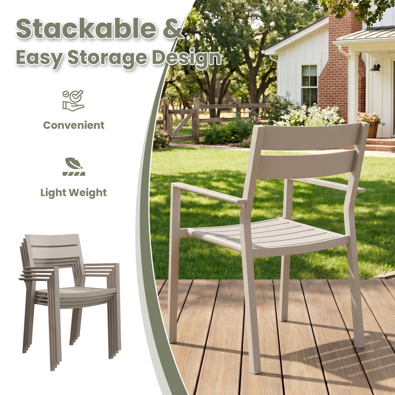 Ensemble de chaises de patio 2 pièces empilables, Beige