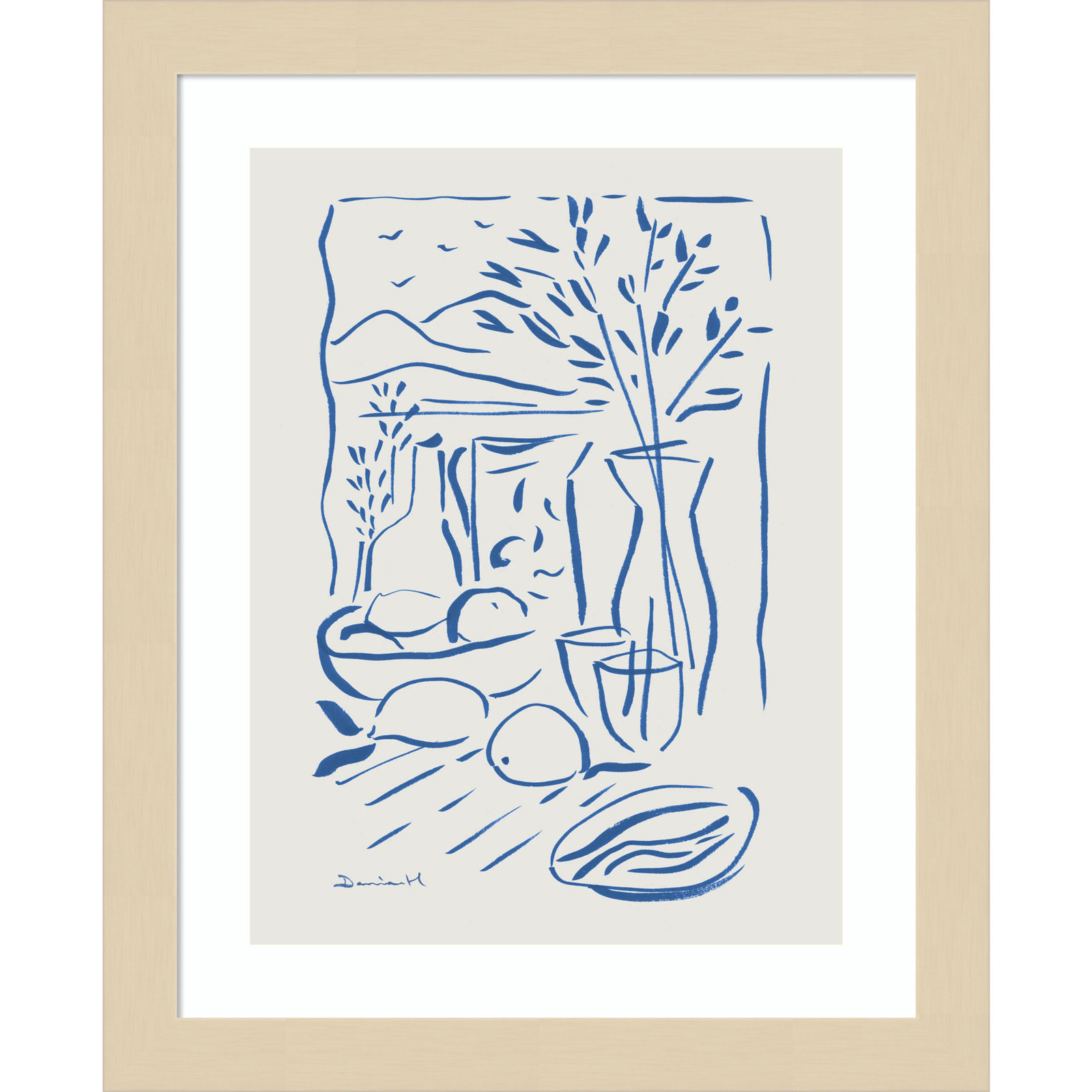 Mediterranean View by Dan Hobday Wood Framed Wall Art Print, Brown Framed, 13" H x 11" W