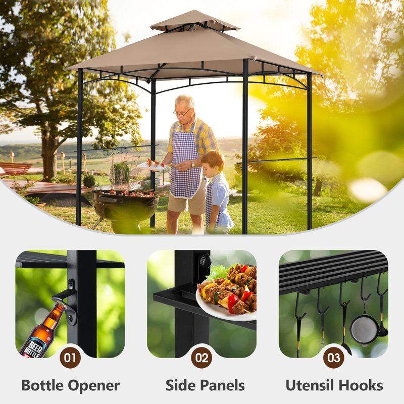 MASTERCANOPY 8 ft. L 5 ft. D Steel garden pavilion, Kaki