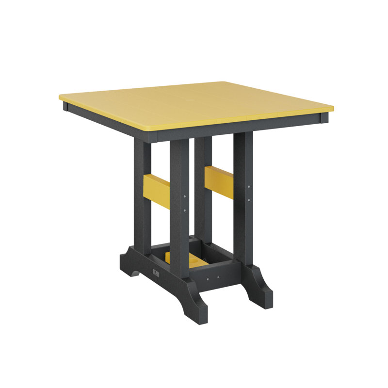 Garden Classic Outdoor Square Bar Table, 39.5" H x 33" W x 33" D, Black, Sunburst Yellow