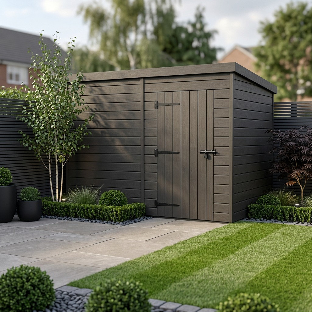 Total Sheds 10ft x 10ft Composite Pent Garden Shed - Single Door - No Windows - EPDM Rubber Roof - UK Manufactured