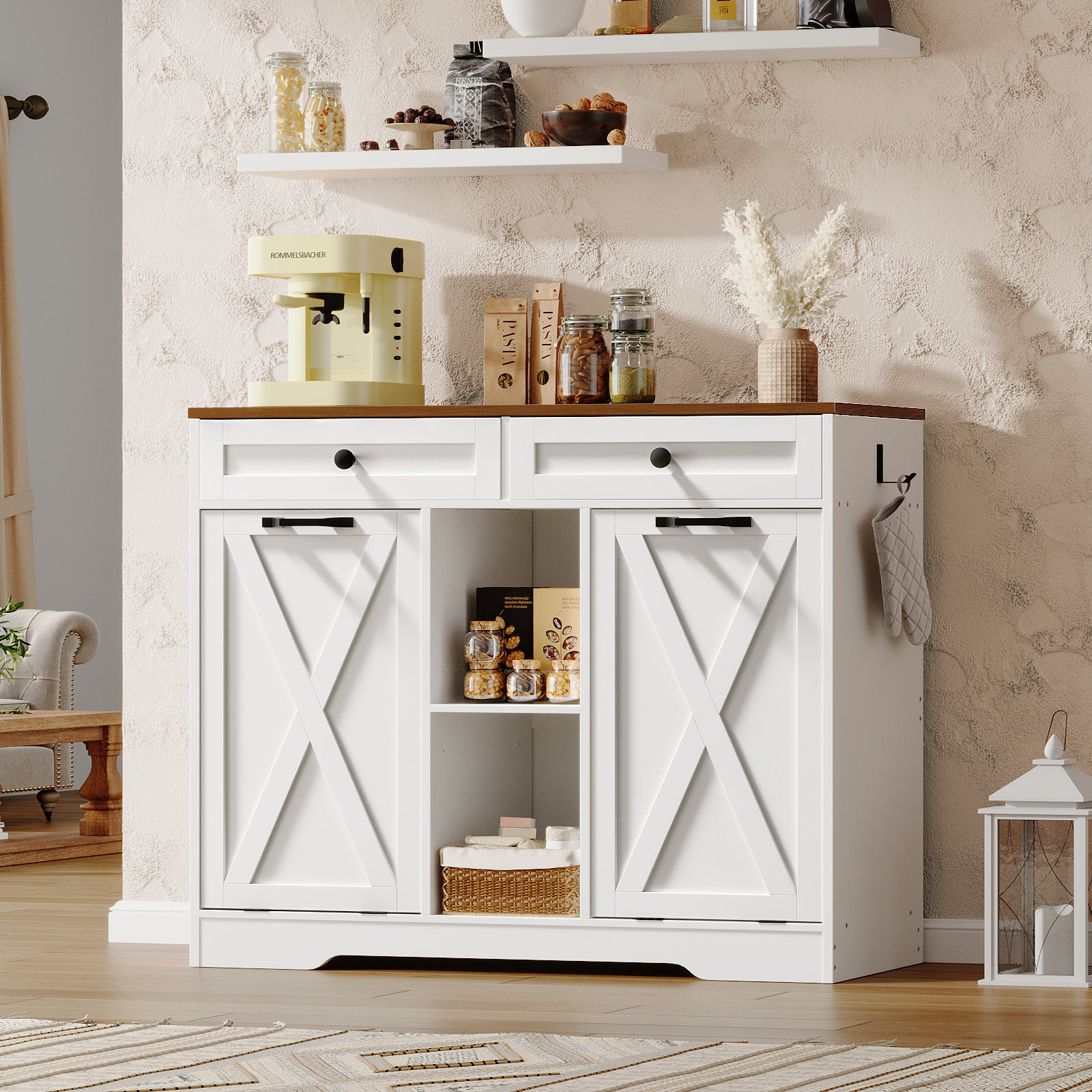 One Allium Way Armoire à linge double inclinable avec 2 tiroirs, 2 ...