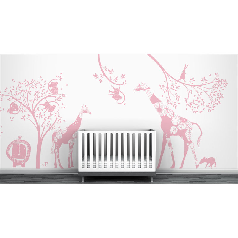 Décalcomanie murale jungle baby, Rose clair