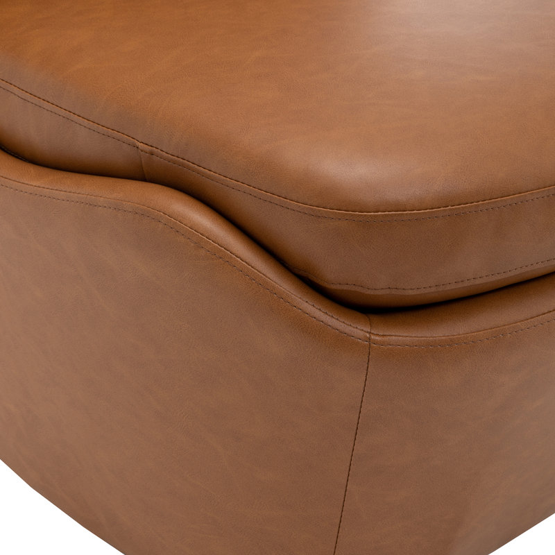 Fauteuil pivotant sans accoudoirs Oliver, Similicuir brun clair