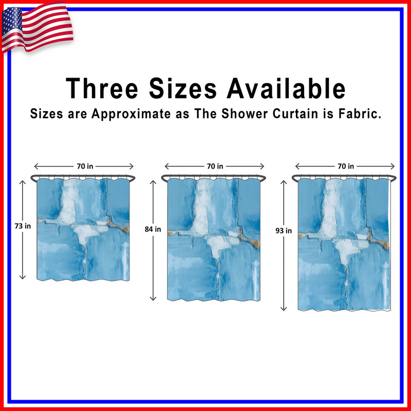 Rideaux de douche texturés abstraits bleus extra longs, L 70 po x H 93 po