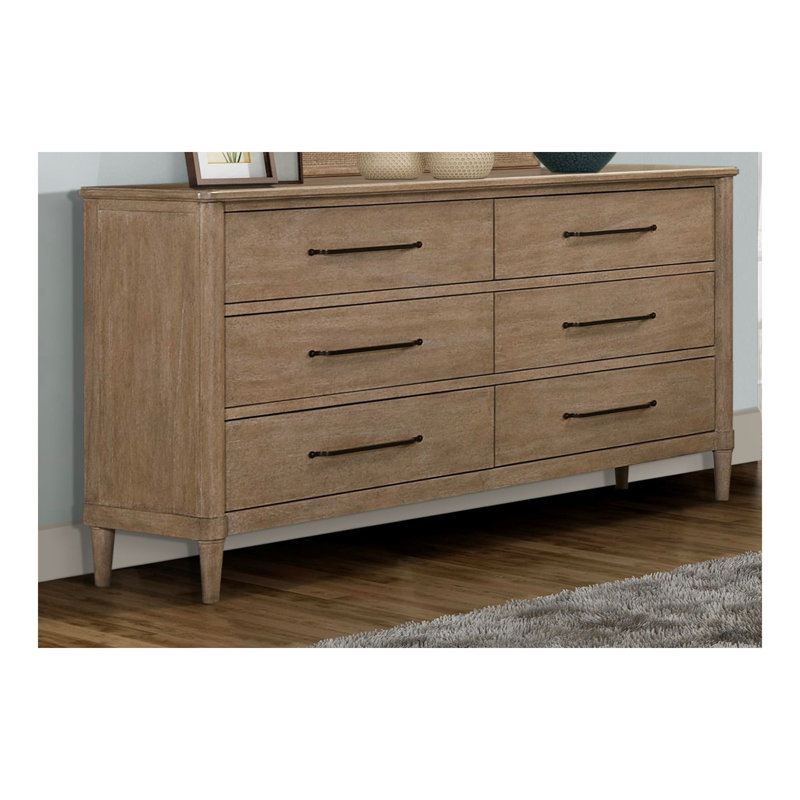 Casual 6 Drawer Dresser Sand Finish