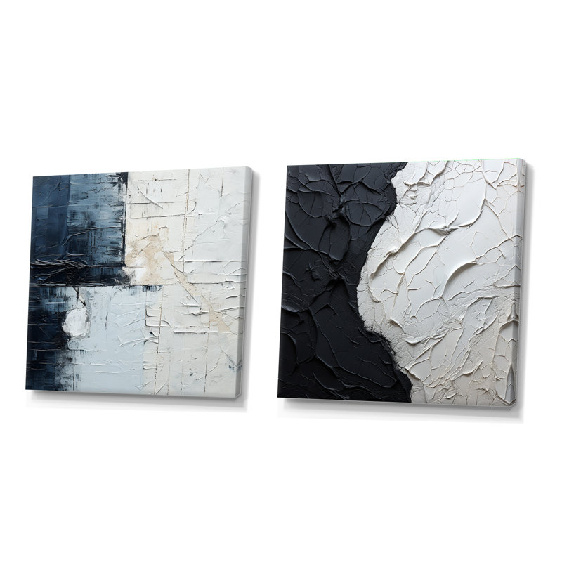 Cheryla - Abstract Square Collage Set Of 2, Wrapped Canvas, 36" H x 73" W