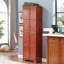 Armoire haute 8 portes avec 4 tablettes, cerise, idéale pour le rangement autoportant de plusieurs pièces, bureaux à domicile