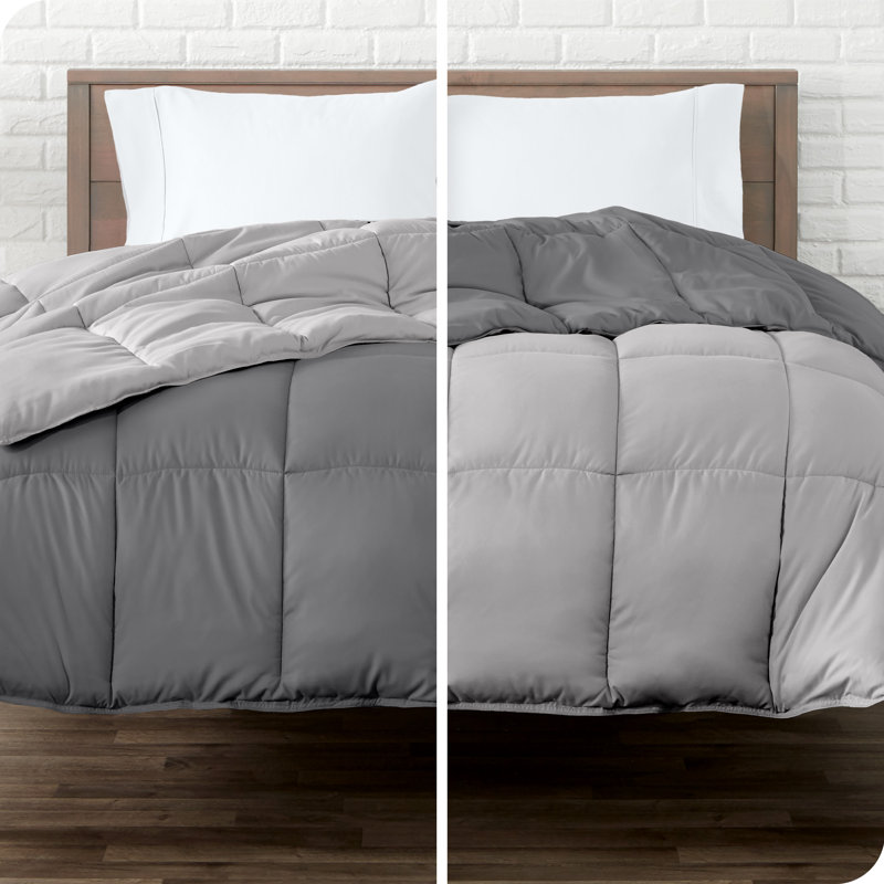 Édredon réversible en microfibre ultra douce de qualité supérieure, Gris/gris pâle, Grand édredon surdimensionné