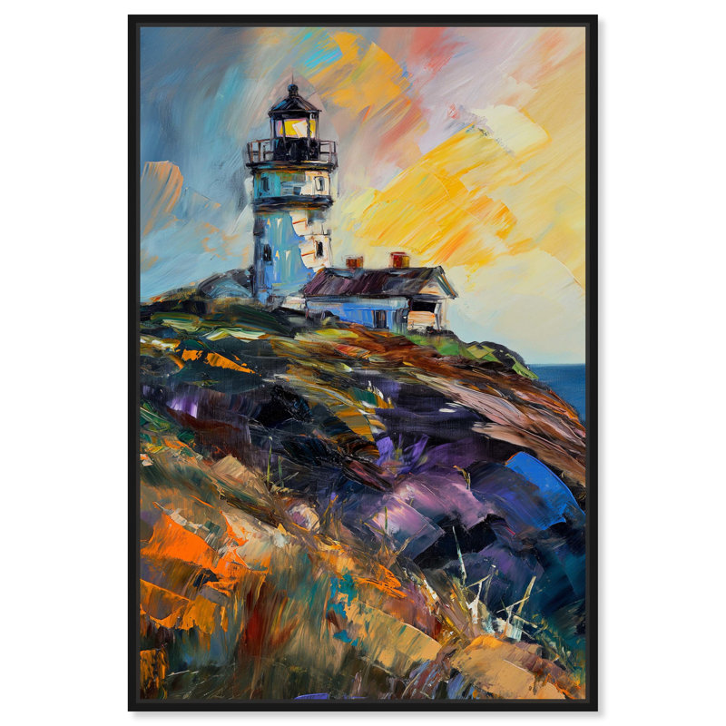 Phare coloré, Cadre noir, H 31 po x l 21 po