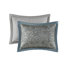 Couvre-lit 5 pièces pour grand lit, coussins 100% sarcelle inclus, rembourrage en vermicelle en coton avec coussin inversé en microfibre-131256241-131256240