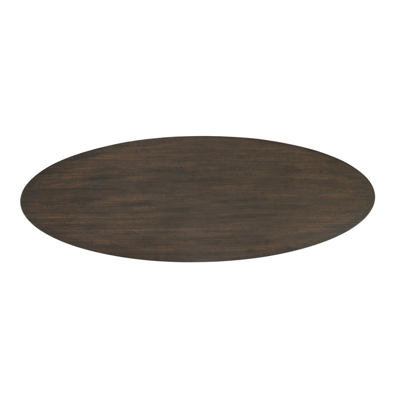 Oval Dark Wood and Metal Cocktail Table with Storage