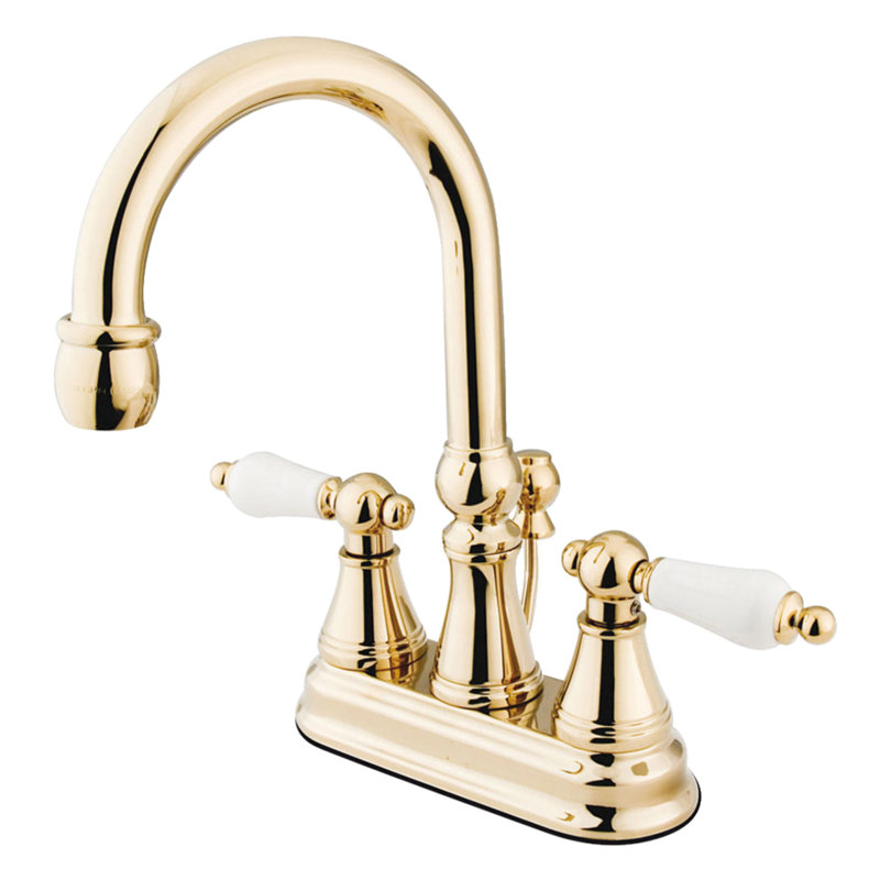 Madison Centerset Bathroom Faucet with Drain Assembly, Polished Brass