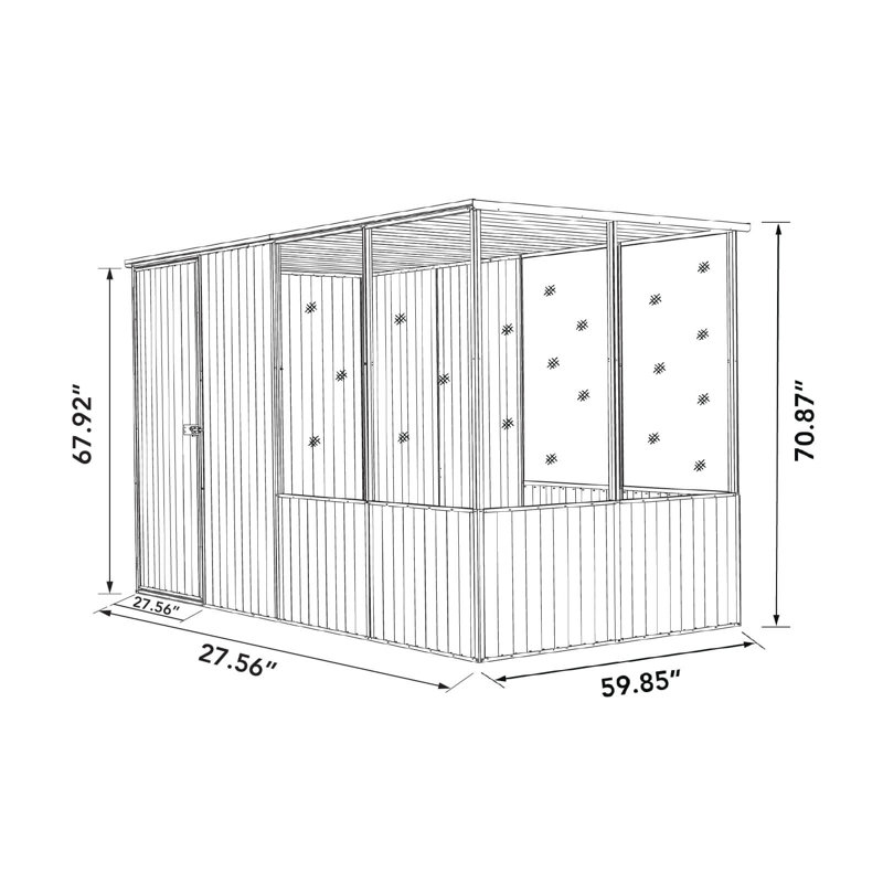 Absco Pale Eucalypt Green Large Metal Chicken Coop with Mesh Panels