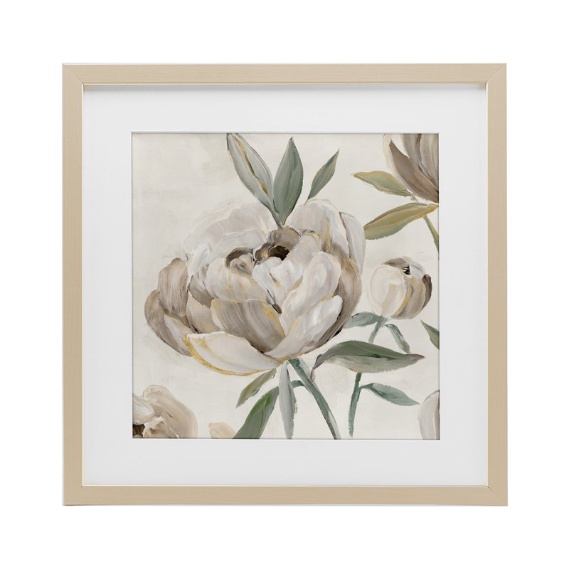 «Lustrous Pe pivons in Neutrals», reproduction sous verre encadrée, design par Aria K., H 13 po x l 13 po