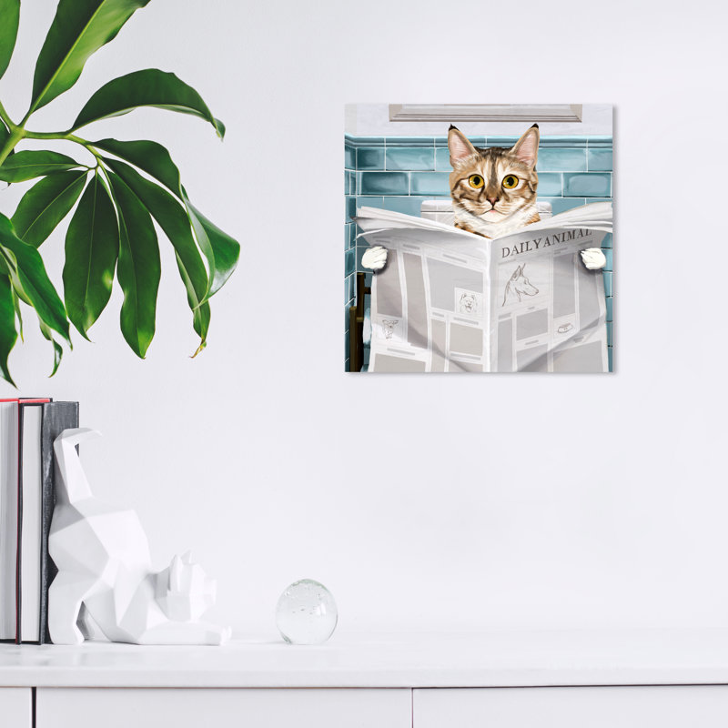 " Occupied Bathroom Kitten ", 12" H x 12" W x 0.8" D