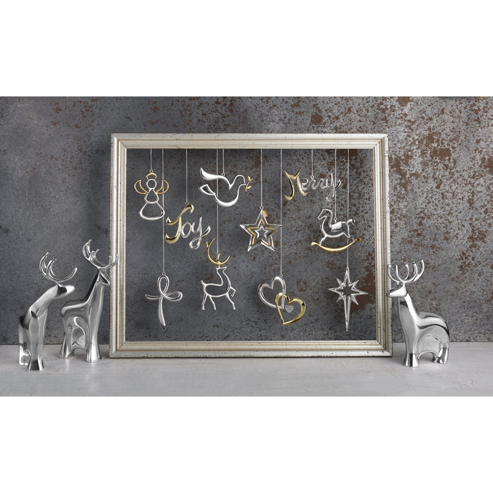 Nambe Mini Santa'S Reindeer 9 Pc Set