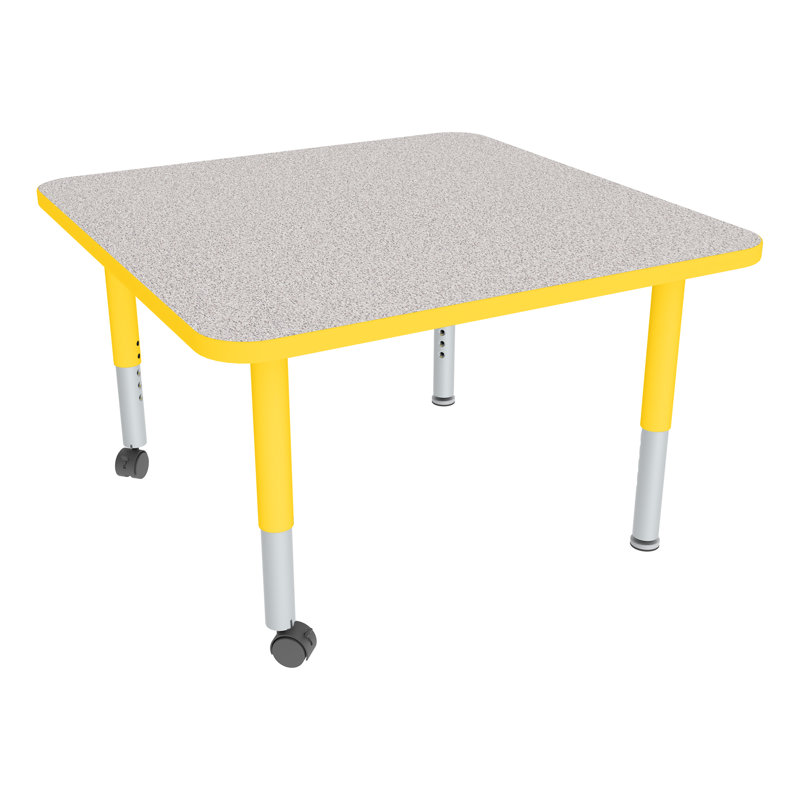 Table d'activités préscolaire à hauteur réglable avec roulettes, L 36 po x l 36 po, hauteur réglable: 15 à 23 po, Gris nebula
