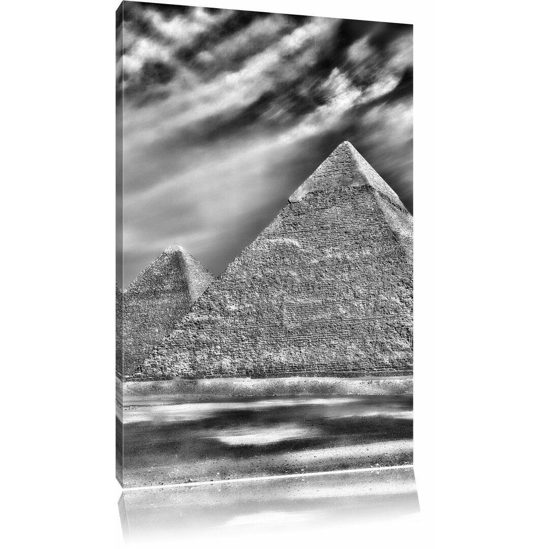 Leinwandbild Ägypten Weltwunder Pyramiden von Gizeh in Monochrom