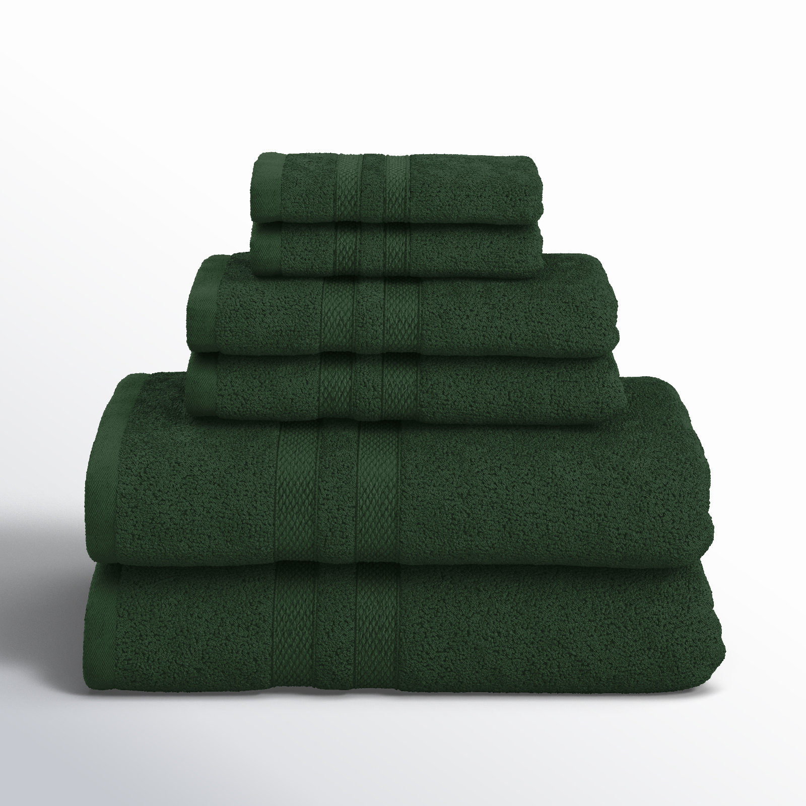 6-Piece Cotton Towel Set, Forest Green