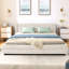 Grand cadre de lit tapissier grand avec tissu épais, cadre de lit rembourré confortable, tissu chenille, avec tête de lit et cadre de lit uni-603966218-603966221