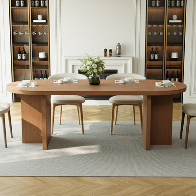 70.87” Modern Oval Kitchen Dining Table For 6 People With Double Robust Pedestal