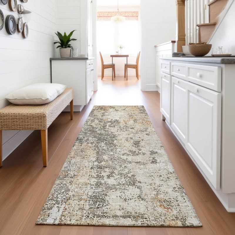 Premium Machine Washable Gurubaksh AMF1161 Modern Rug, Runner 2'3" x 7'6"