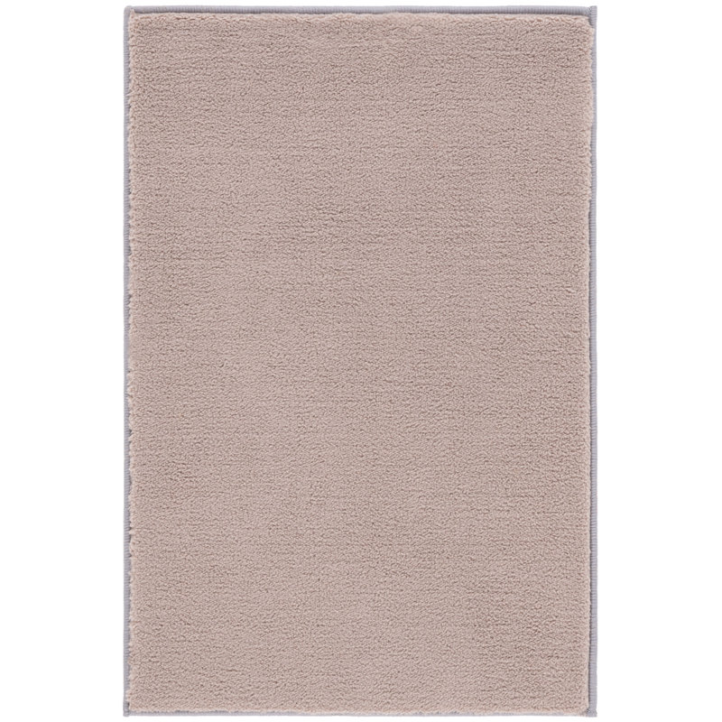 Tapis uni en polyester tissé à la machine de couleur taupe, Carré 6 pi
