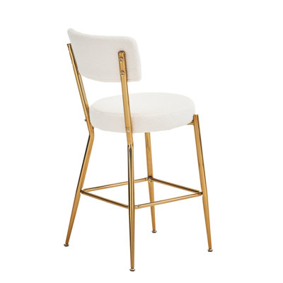 4 tabourets de cuisine - Tissu beige, base en métal, confortable et élégant pour diverses pièces Bar avec rembourrage en tissu stable et utilisation quotidienne