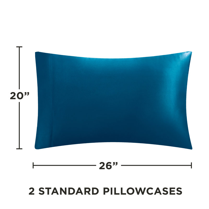Luxurious Blue Satin Silk Standard Pillowcase Set