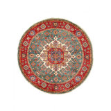 Green Color Fine Hand Knotted Round Kazak 5'3"X 5'3"