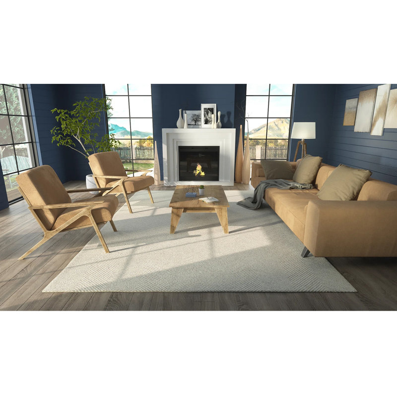 Wheaton Wool Chevron Area Rug in Taupe, Rectangle 2' x 3'