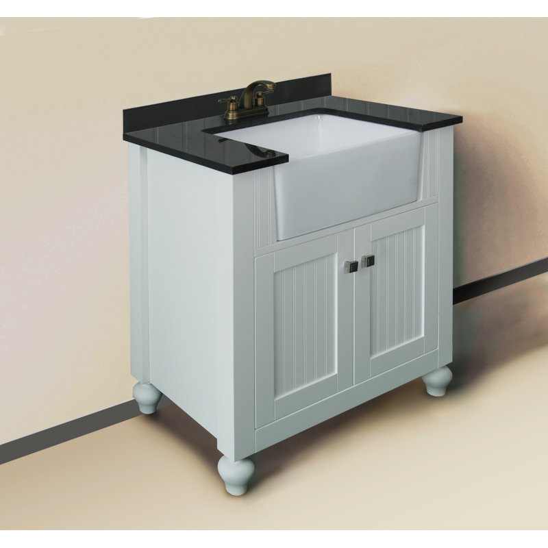 31'' Single Bathroom Vanity with Granite Top, White